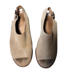Madewell Cary Sandal Faded Birch Women Sz 7 Suede Block Heels Slingback Open Toe